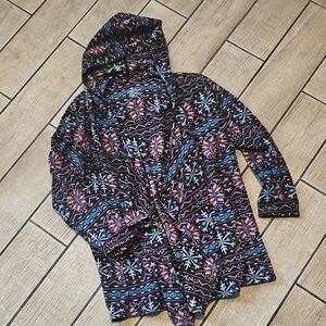 Cuddl Duds Snowflake Fleecewear Stretch Long Sleeve Hooded Wrap Cardigan L / XL